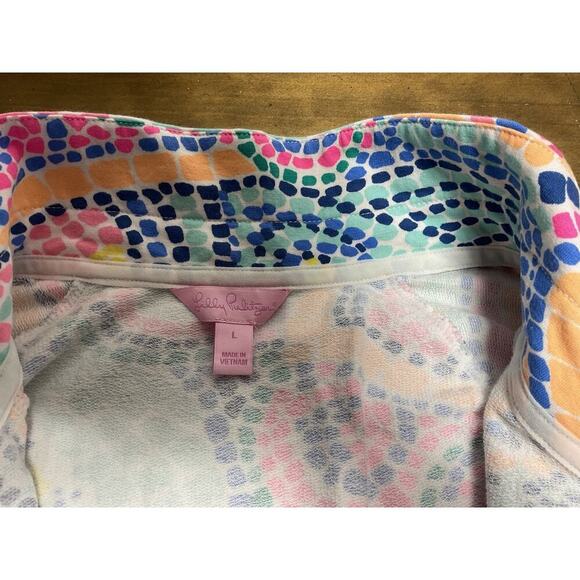 Lilly Pultizer Womens Jacket 1/2 Zip Skipper Popover Seashell Multicolor Mosaic - Picture 7 of 12